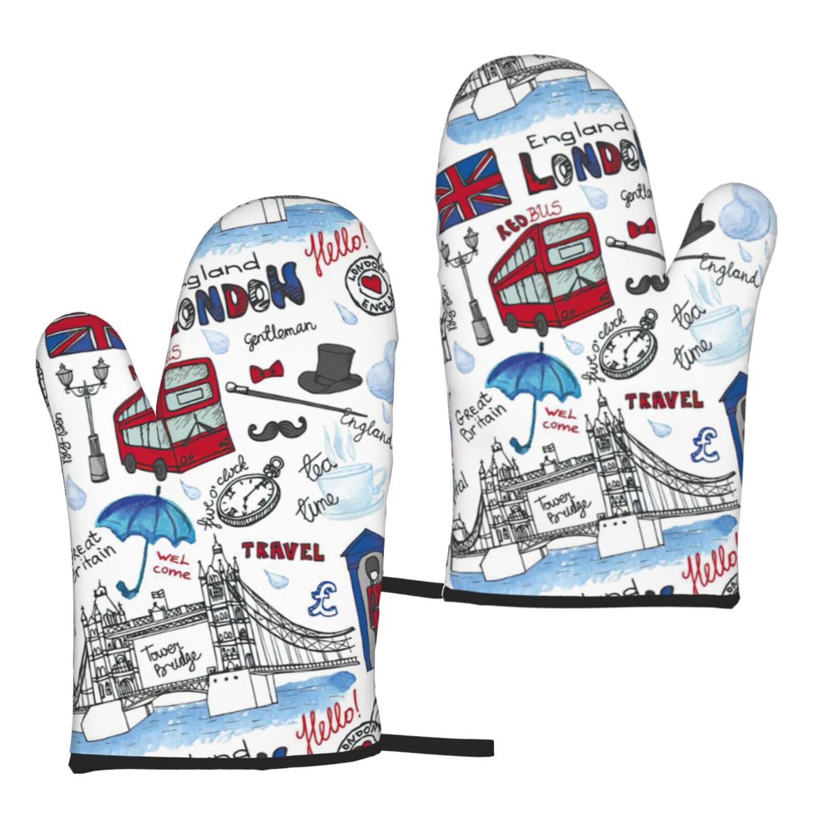 Wurton London Print 5.9"X11" Microwave Gloves Baking,Cooking,Grilling Oven Mitts Housewarming Gifts