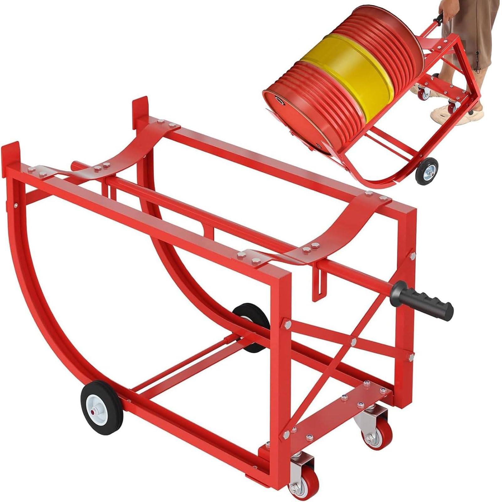 Carrello Per Fusti Di Petrolio Manuale Da 55 Galloni, Rastrelliera Per Fusti Di Petrolio Con Capacità Di 600 Libbre Con Ruote, Culla Per La Movimentazione Di Fusti In Acciaio Per Fabbriche, Officine