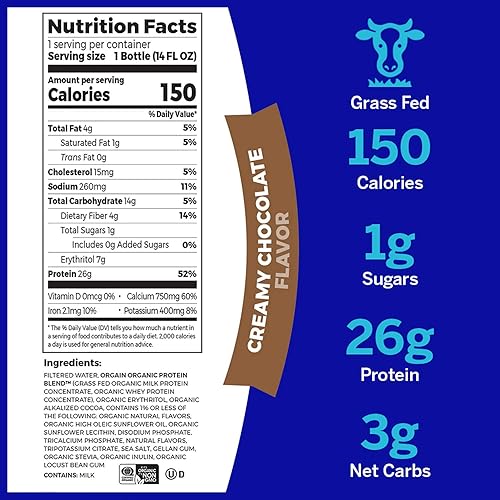 Miniatura 3 de Orgain Batidos de proteínas orgánicos y limpios, chocolate cremoso (paquete de 12)