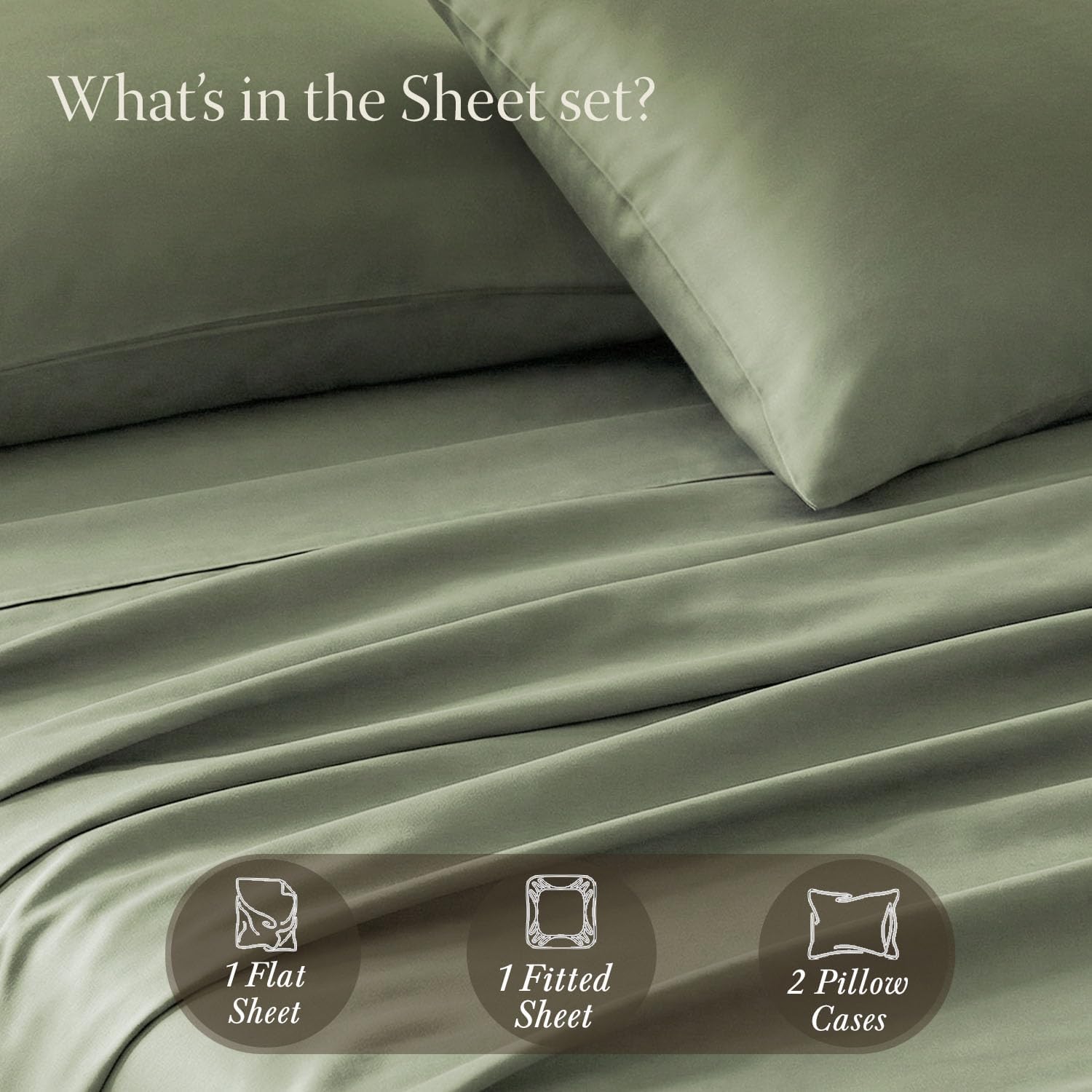 Threadmill 400 Thread Count Egyptian Cotton Full Sheet Set, Sateen, Sage image 5