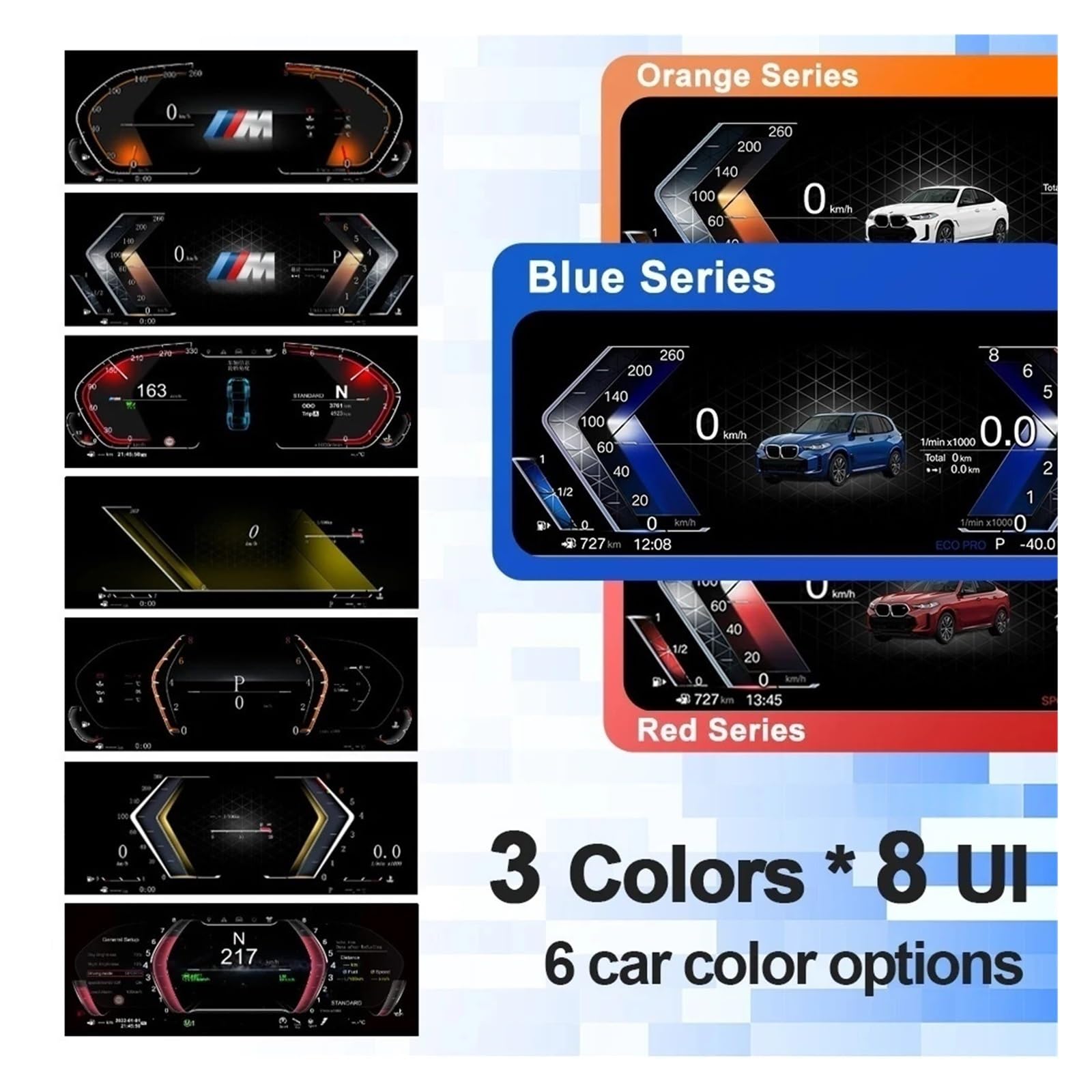Quadro strumenti digitale da 12,3 '' compatibile con BMW Serie 3 4 F30 F31 F32 F33 F34 F36 Pannello cruscotto LCD Tachimetro Cabina di pilotaggio virtuale(Without HUD)
