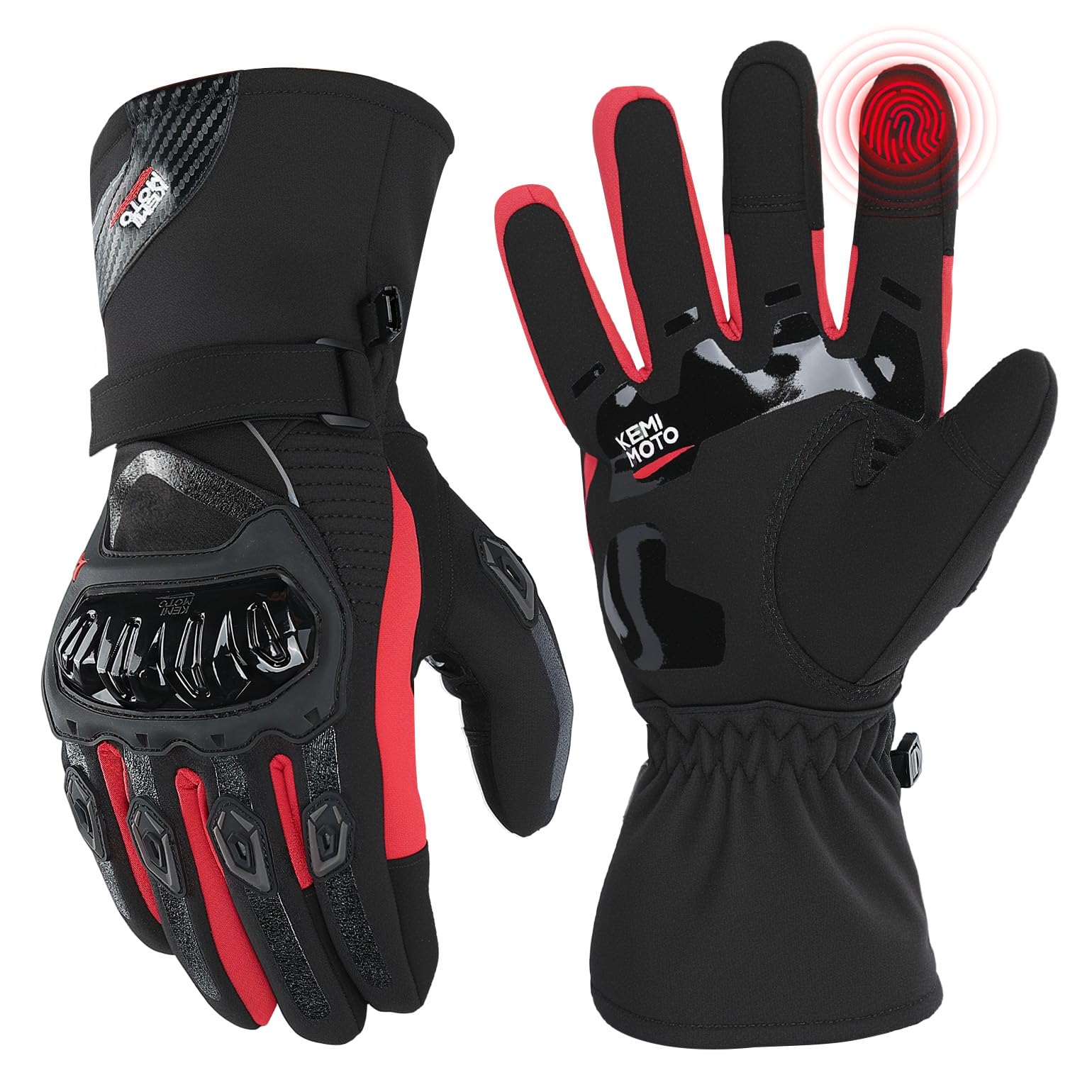 KEMIMOTO Winter Motorradhandschuhe, geprüfte Motorradhandschuhe,Motorrad Handschuhe Winter, Touchscreen Handschuhe, Wasserdicht, für Motorradfahren, Skifahren, Roller