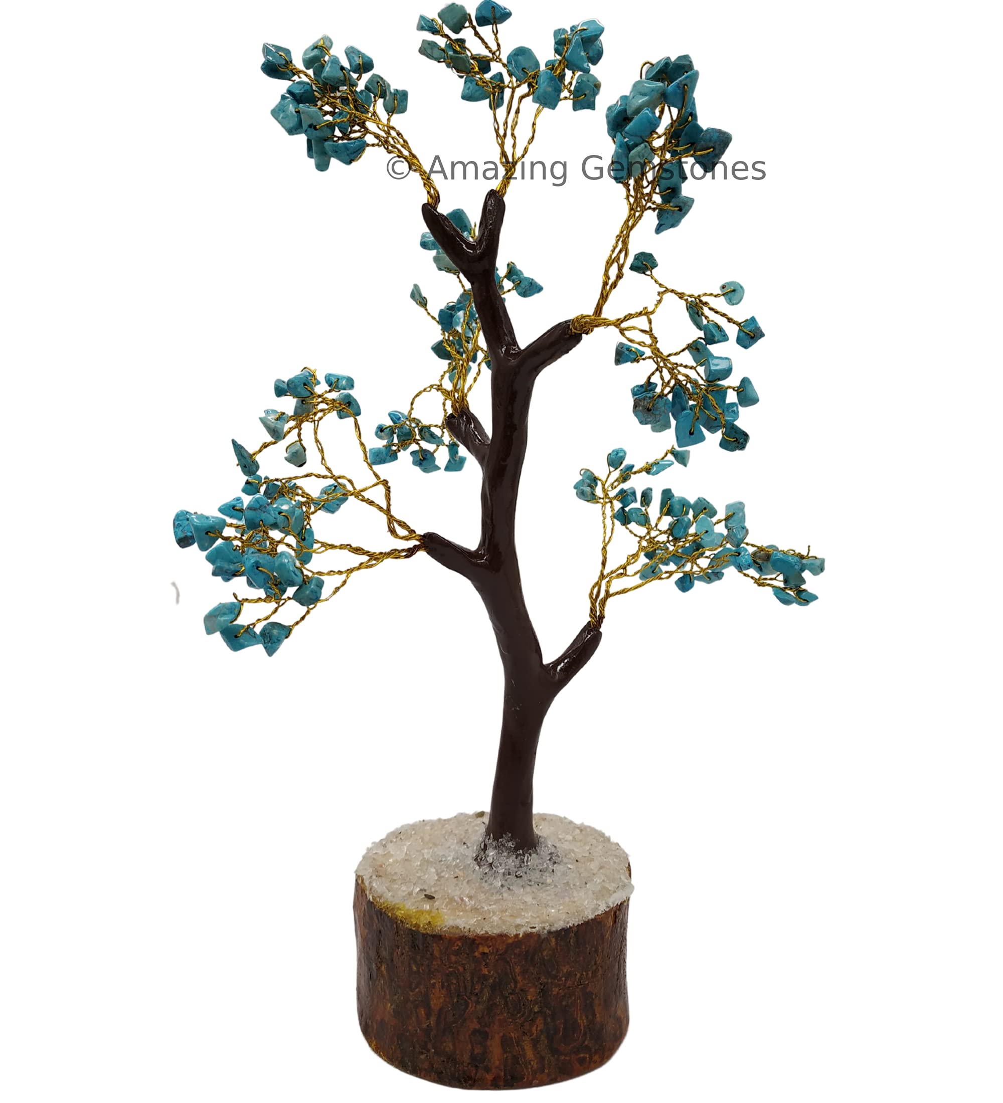 Amazing GemstoneAmazing Gemstone Turquoise Natural Healing Premium Crystal Bonsai Feng Shui Fortune Money Tree of Life for Home Office Decor (Gift Box Ready) (10-12 Inch)