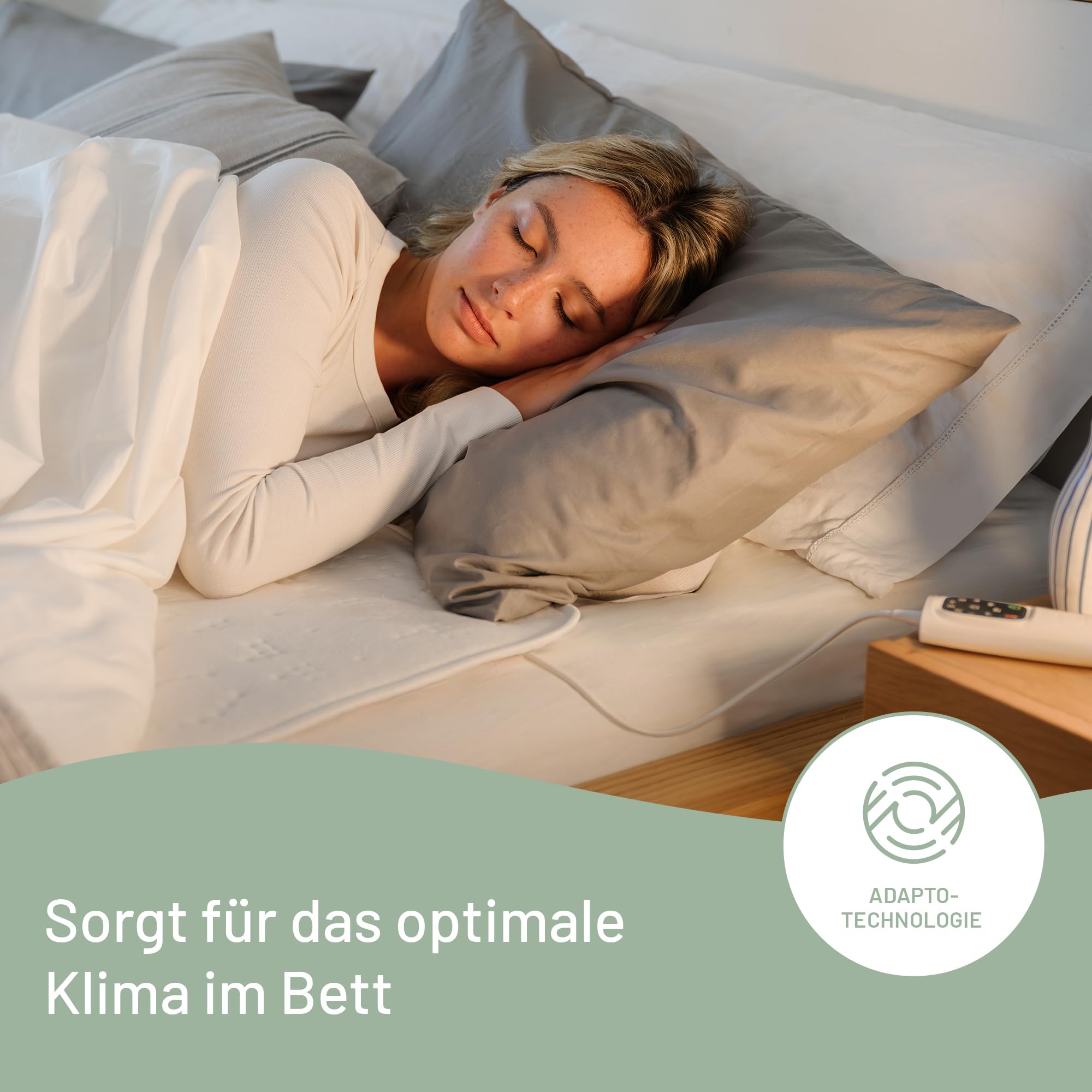 Imetec Adapto Recreo | Wärmeunterbett 150 x 80 cm, Schnellheizung, Konstante und individuelle Temperatur, Hypoallergenes, gestepptes, waschbares Gewebe, Made in Italy, Steuerung mit 6 Temperaturen