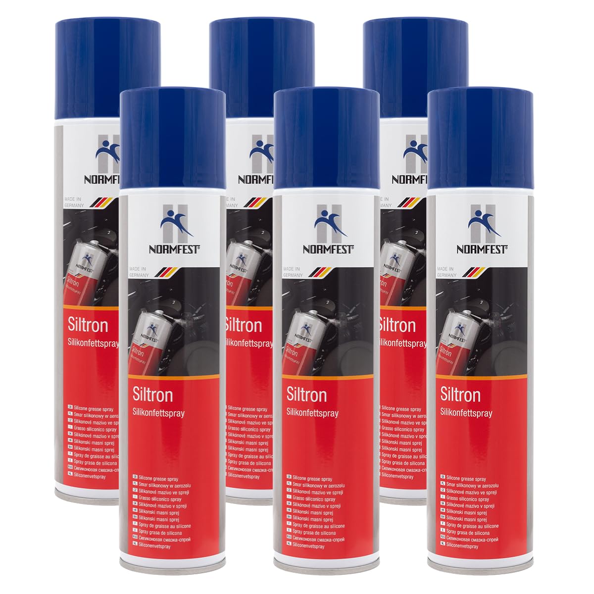 Normfest Siltron – Silikonfettspray für Schmierung, Dichtung & Isolierung | Temperaturbeständig –40°C bis +200°C | Schutz vor Feuchtigkeit, Korrosion & Kriechströmen, 6x 400ml
