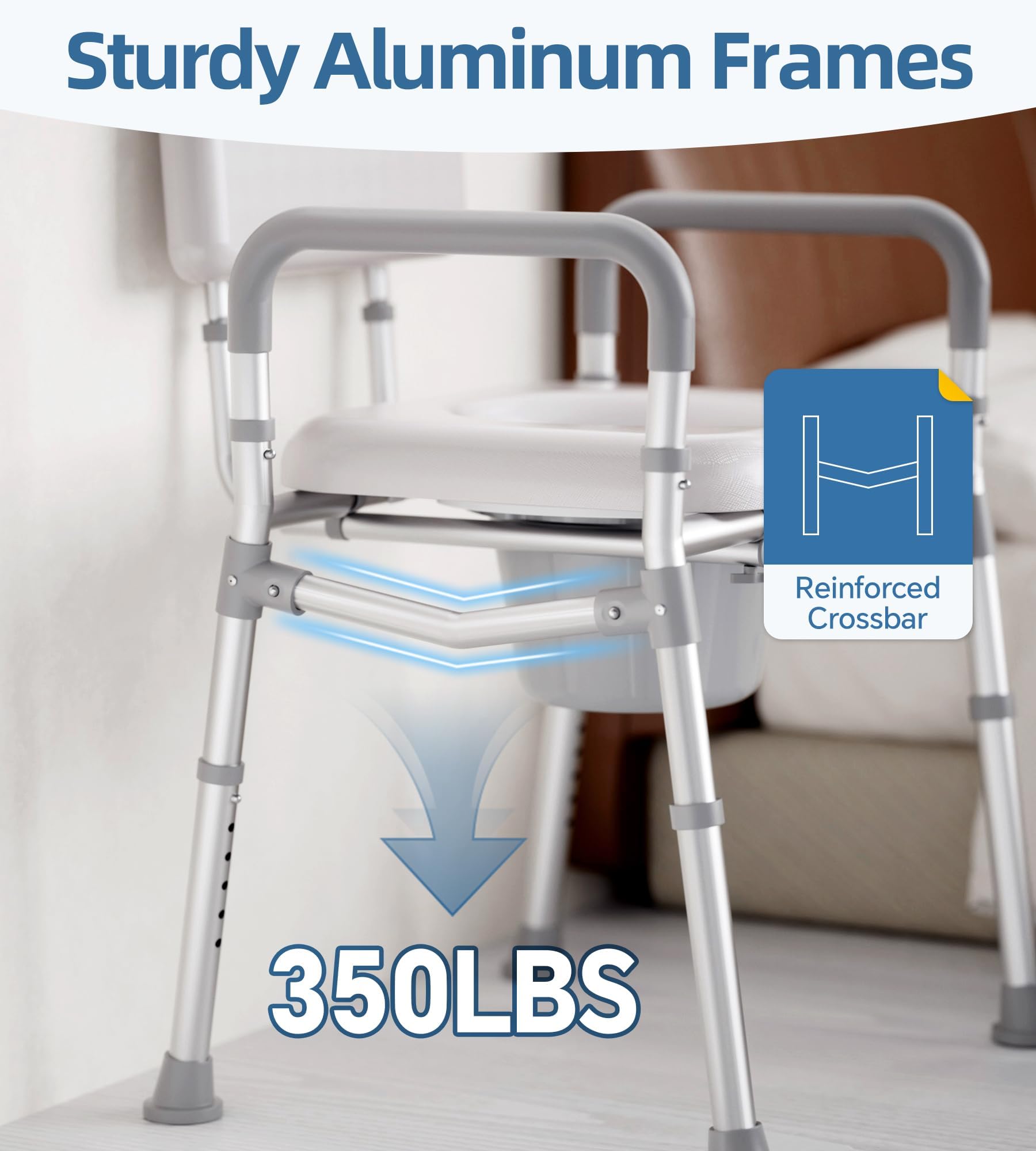 Bedside Commode Toilet - Easy Height & Comfort -2