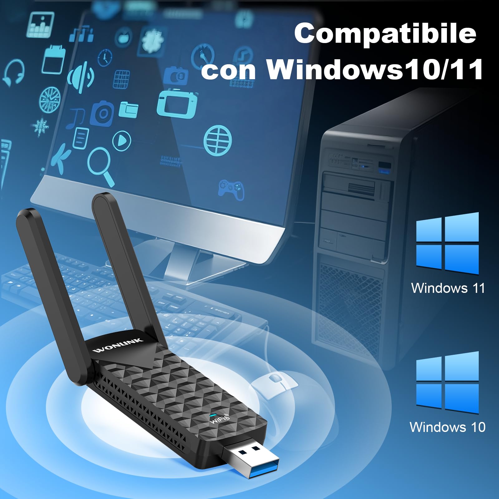 Clé WiFi 6 USB, AX1800, Adaptateur sans Fil XLIT-1602-1