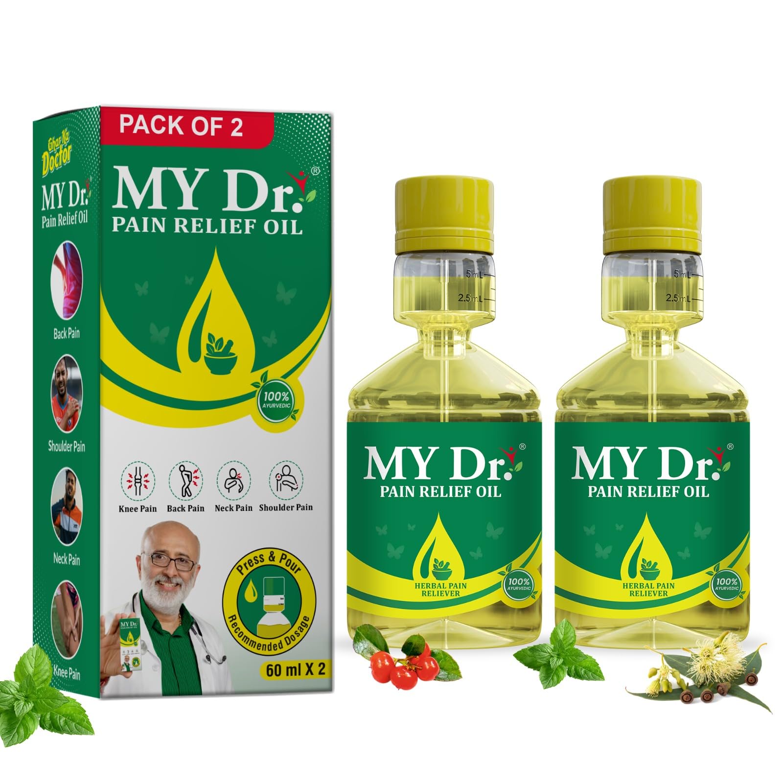 My Dr.® Pain Relief Oil – Ayurvedic Oil for Joint, Knee, Back, Neck, Shoulder, Ankle, Elbow, hip & Muscle Pain | Fast & Long-Lasting Relief from Arthritis, Sciatica, Stiffness & Chronic Pain |