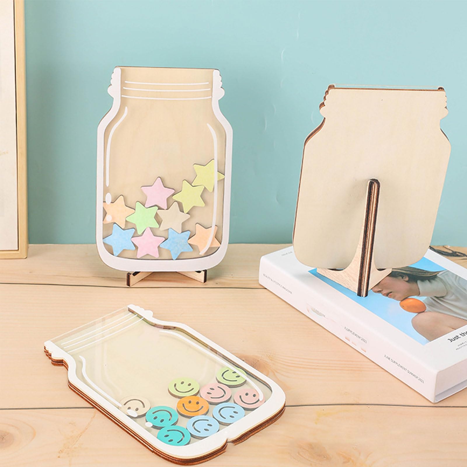 Wmzjnljy Reward Jar With Star Tokens, Classroom Reward Jar, Motivate Good Behavior Reward Jar or Home School Classroom Teacher Parent, Star Collect Jar Reward Chart(Z42-1) - Image 3