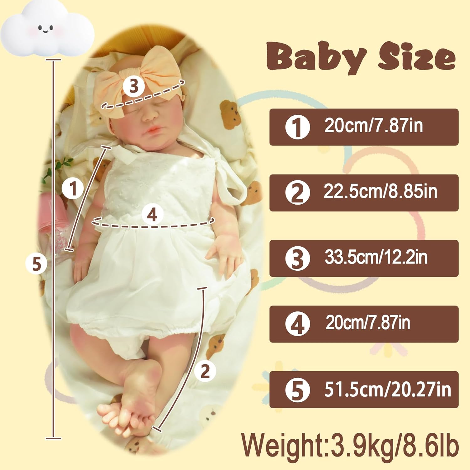 Full Silicone Reborn Baby Dolls-20in Realistic Newborn Anatomically Correct Girl with Realistic Blood Vessels and Skin，Silicone Full Body Lifelike Baby，for Collectors & 3+Kids,with Gift Box