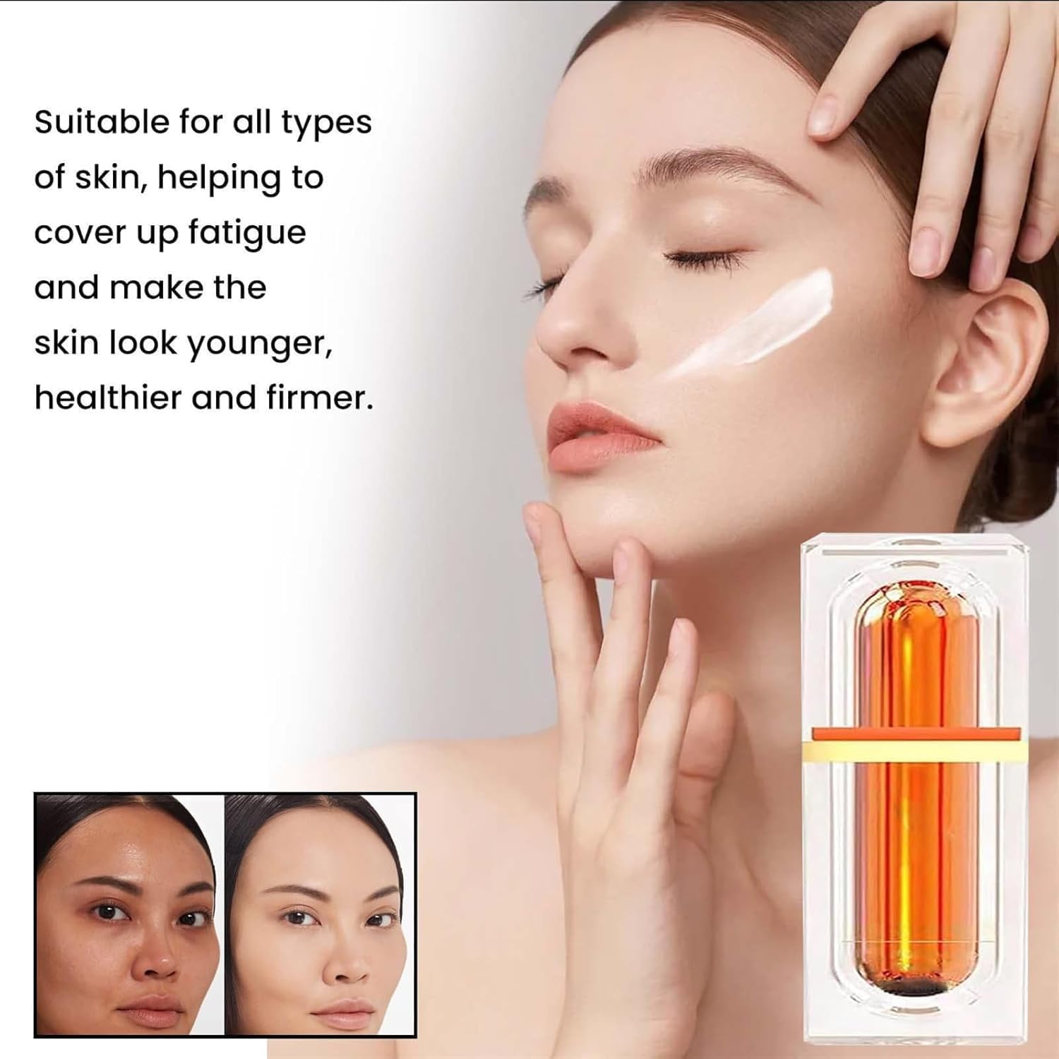 Japanese Vitamin C Makeup Tone Up Cream, Five Vitamin C Tone-Up Cream, VC Skincare Face Serum, Moisturizing Brightening Concealer Smooth, Long-Lasting Hydrating For All Skin Types (3Pcs)