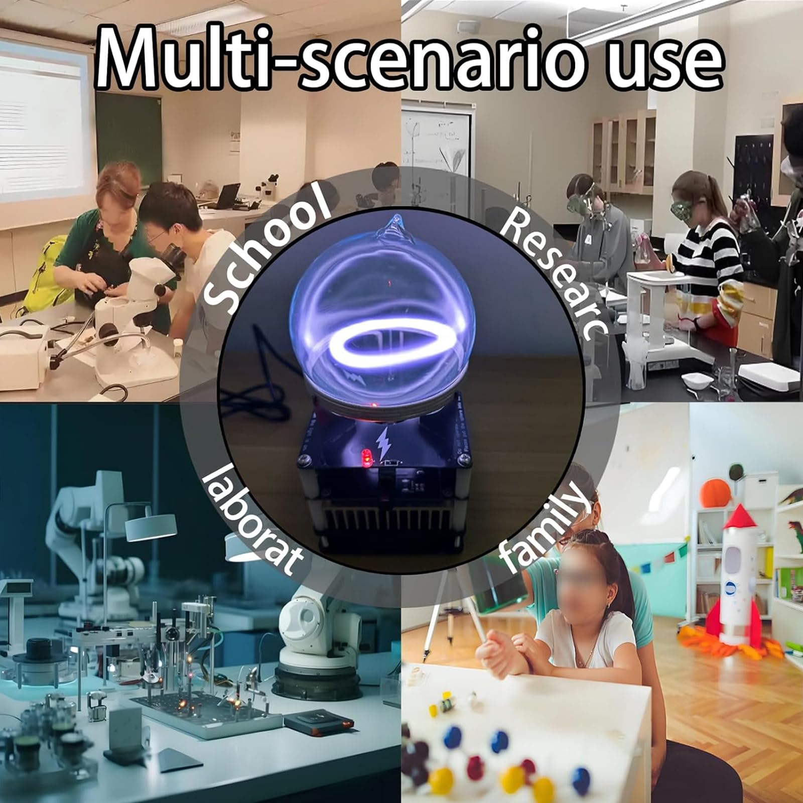 Lámpara de anillo de plasma, esfera luminiscente de gas inerte, diámetro de 9 cm, con tecnología de excitación de campo magnético, adecuada para decoración del hogar, educación y señales de emergencia