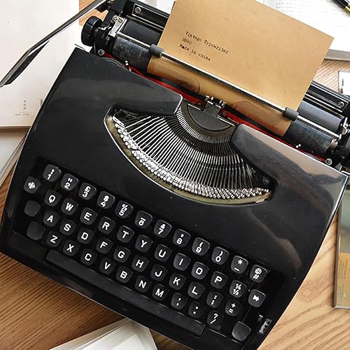 Miniatura 5 de 2 piezas máquina de escribir vintage, máquina de escribir manual retro de estilo antiguo con estuche de transporte y botones flexibles portátiles,