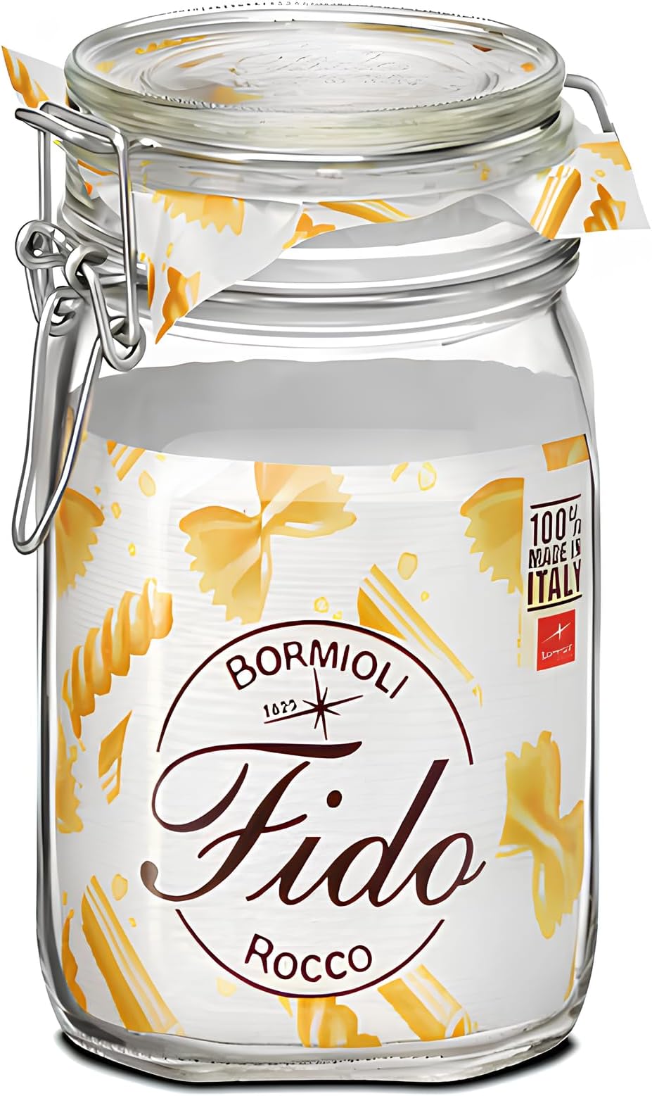 Bormioli Rocco Fido Storage Jar-Wire Bail-1 L-1 Pack, 1 liter, Clear