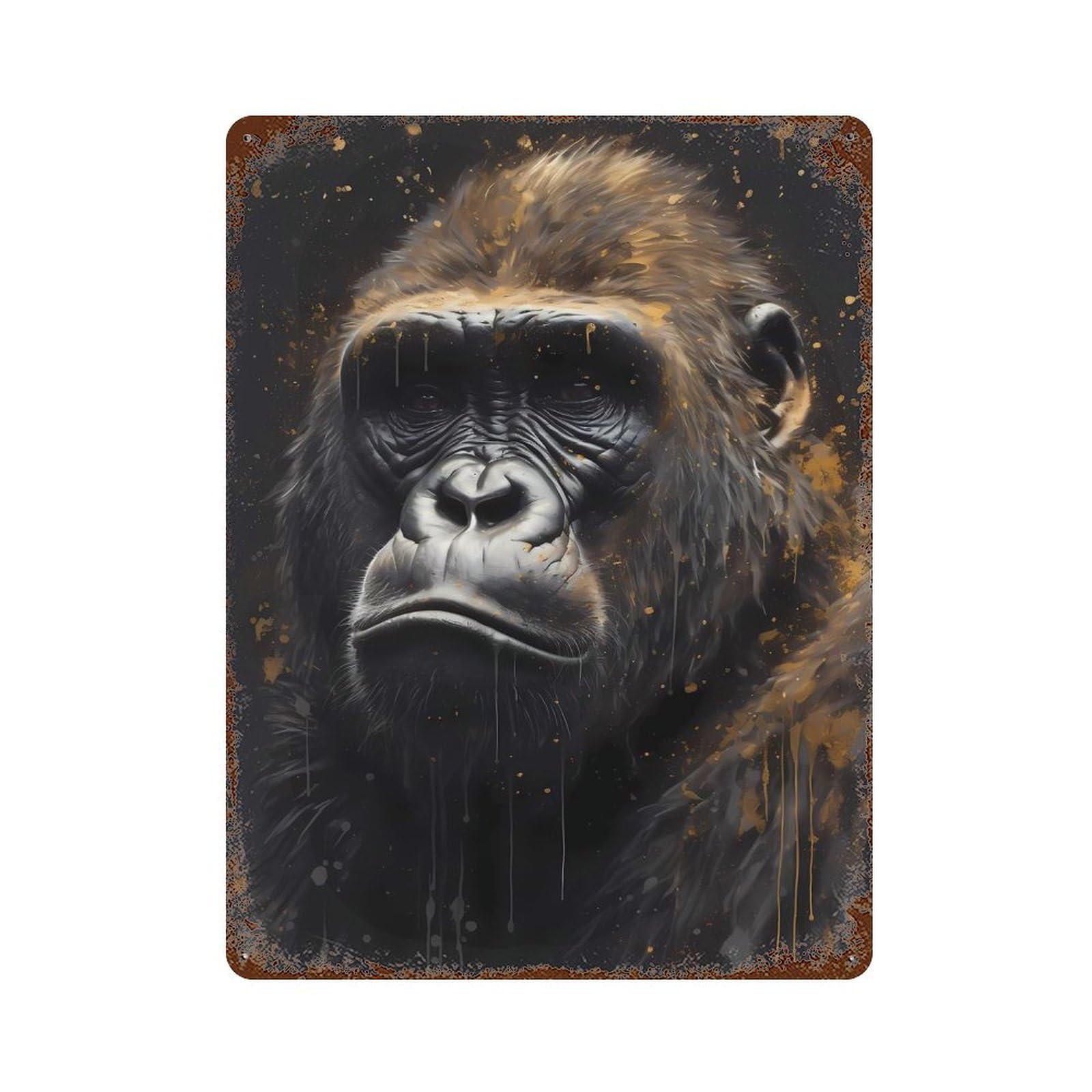 Gorilla Fashionable Decorative Tin Sign 15.7"x11.8", Ideal for Cafe, Home Bar And Lounge Decor
