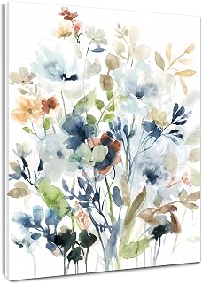 EOBTAIN Watercolor Floral Canvas Wall Art