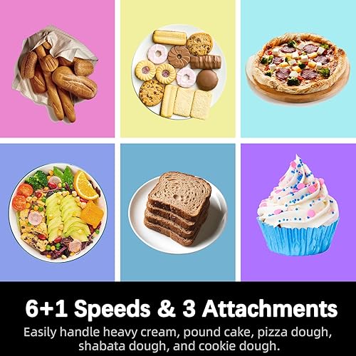 Miniatura 3 de Batidora de pie, cuenco de acero inoxidable de 9 cuartos de galón, potencia profesional de 660 W, múltiples opciones de velocidad, diseño