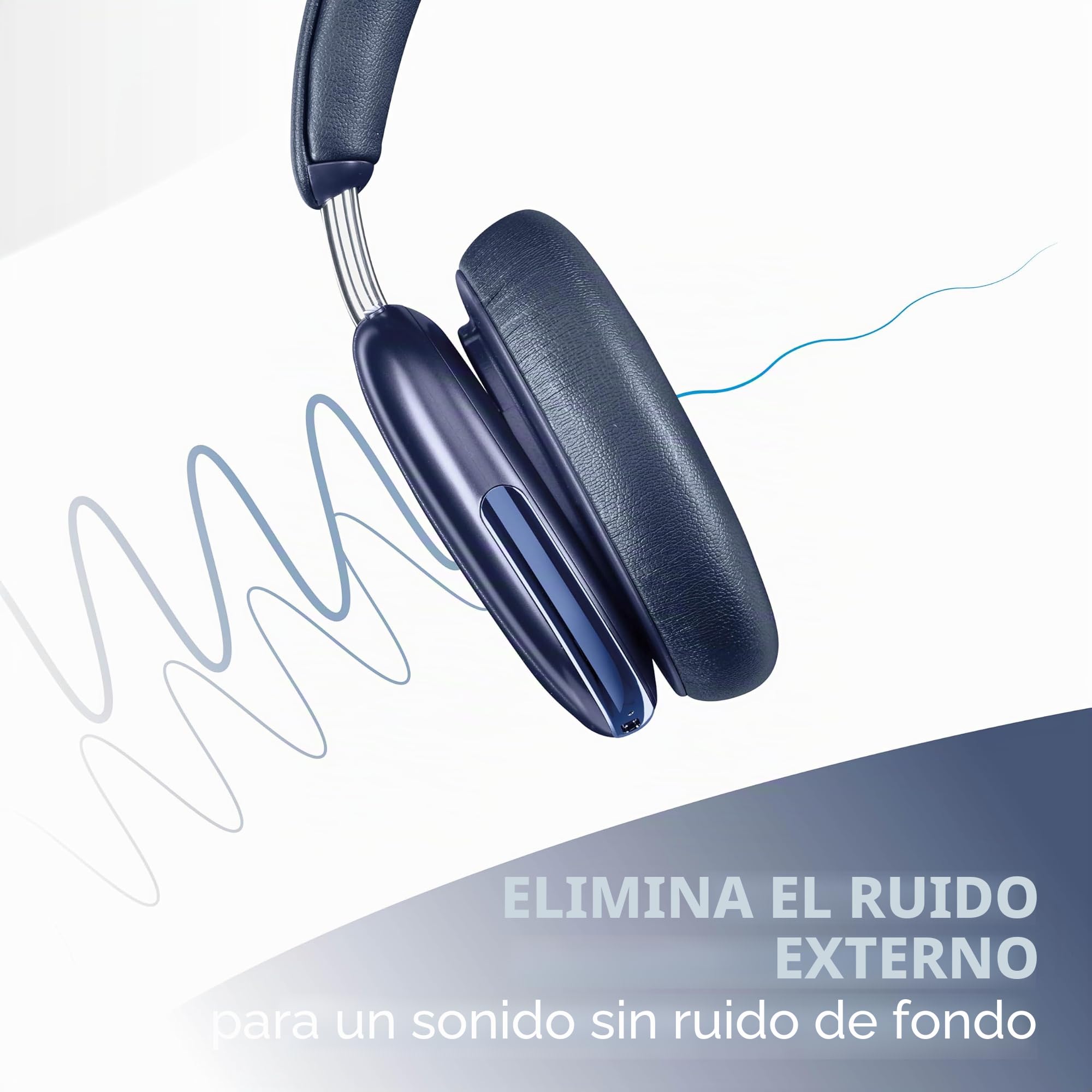 Music Sound Auriculares Bluetooth de Diadema Aurix con cancelación Activa de Ruido, Audio Espacial, Controles Integrados, micrófono y hasta 35 h de autonomía, Azul