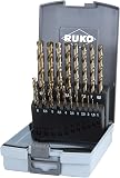 RUKO HSSE-Co 5 Twist Drill Bit Set in Plastic Case, DIN 338, Type VA, Gold Finish, 19 Pieces, R215214RO - 1