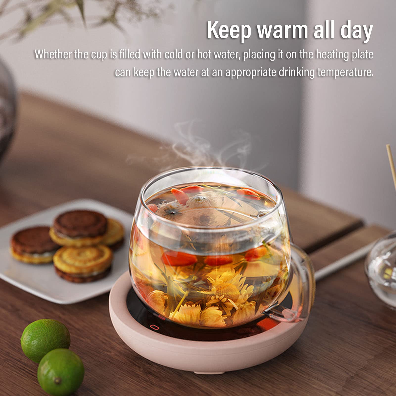 Placa calentadora de tazas, calentador de café USB para escritorio, calentador de bebidas para café, leche, té y calentador eléctrico de tazas de café para oficina en casa (rosa)