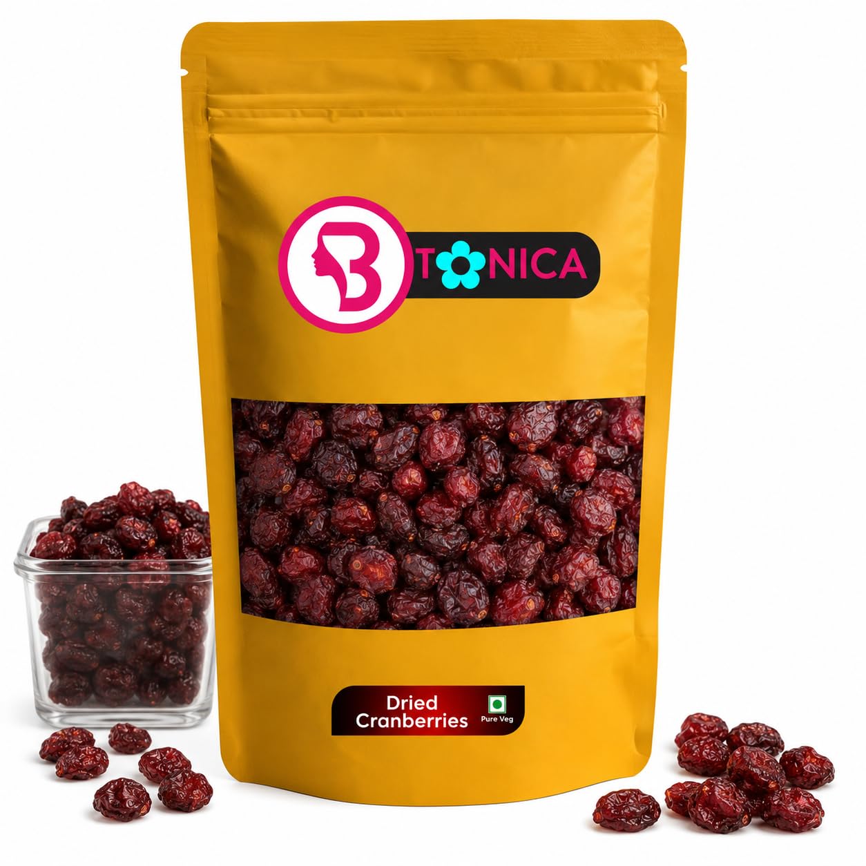 Btonica Unsweetened Cranberries – Non-Sugar Coated Whole Dried Berries | No Added Sugar, No Preservatives | Diabetic Friendly (200 g)-image-8