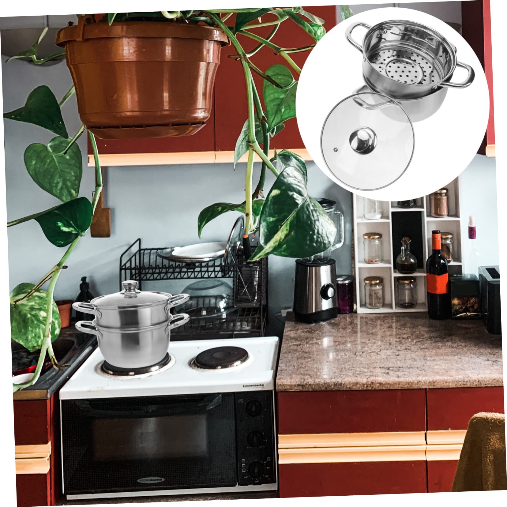 Zerodeko Olla de Vapor de Acero Inoxidable de Doble Capa Vaporera de Alimentos Apilable Cocina al Vapor y Cocina Simultáneamente Apta