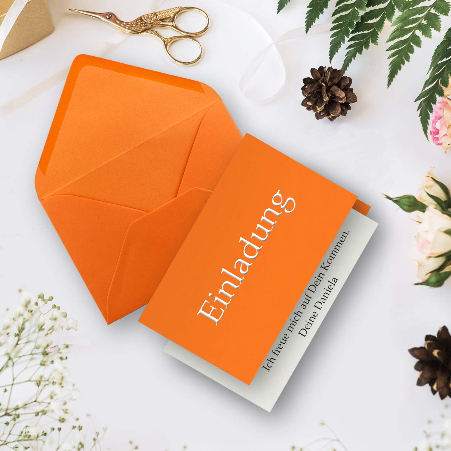 Folding Cards Set DIN A6/C6 with Envelopes in Orange - Includes Insert - 14.8 x 10.5 cm - Premium Quality - FarbenFroh (Pack of 10) - Image 2