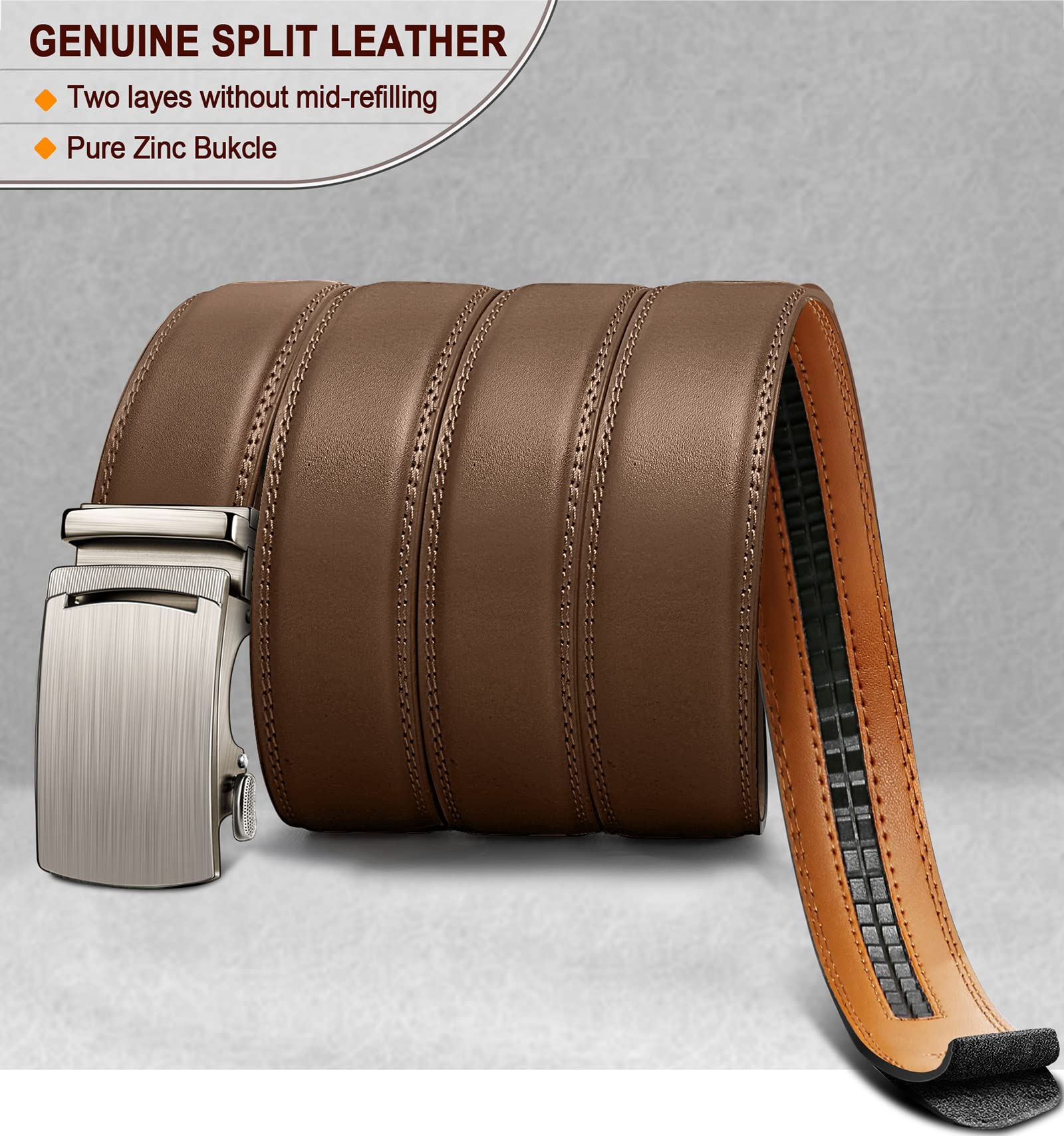 KEMISANT Cintura Uomo, Cintura Pelle Uomo Cricchetto Automatica Fibbia 35mm,Trim Regolabile per Adattars