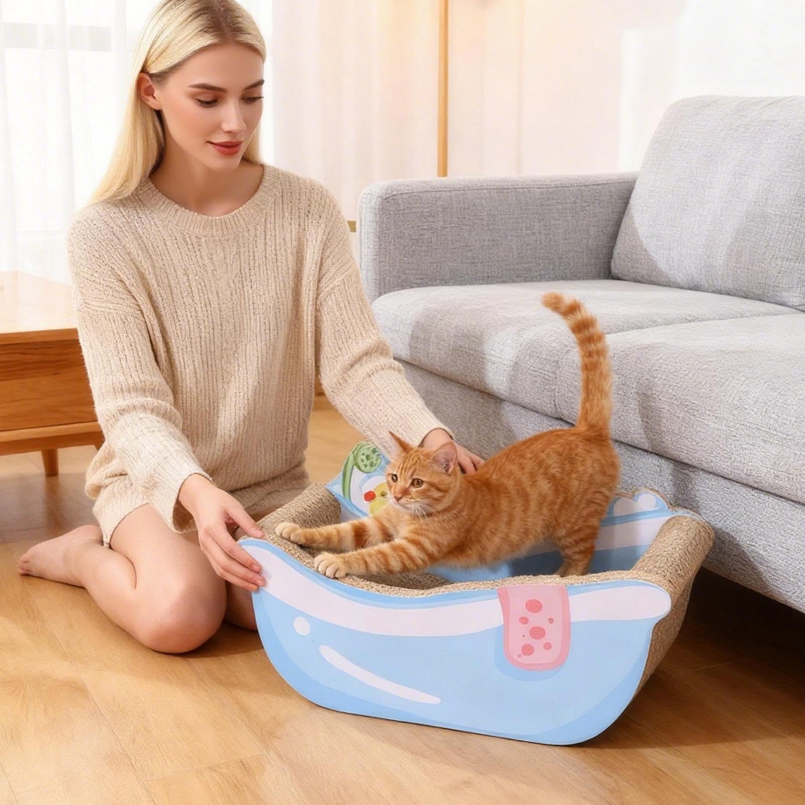 Cuccia Per Gatti Rilassante in Cartone Ondulato | Cuccia Carina In Cartone Ondulato Per Animali Domestici Calmante Sonno Interno Decorazione Casa Soggiorno Balcone