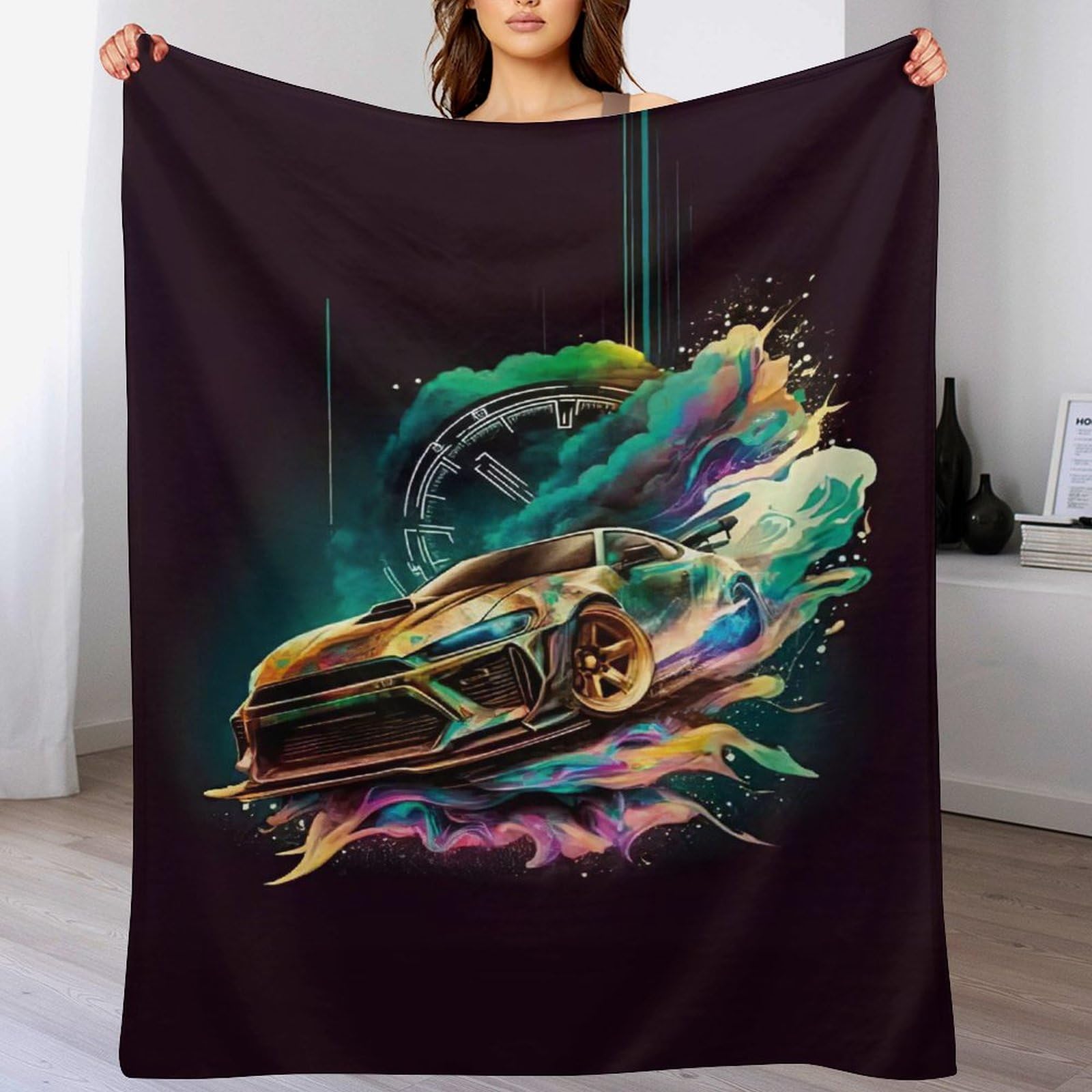 Couverture polaire voiture de sport en flannel premium de 130×150cm au toucher peluche soyeux