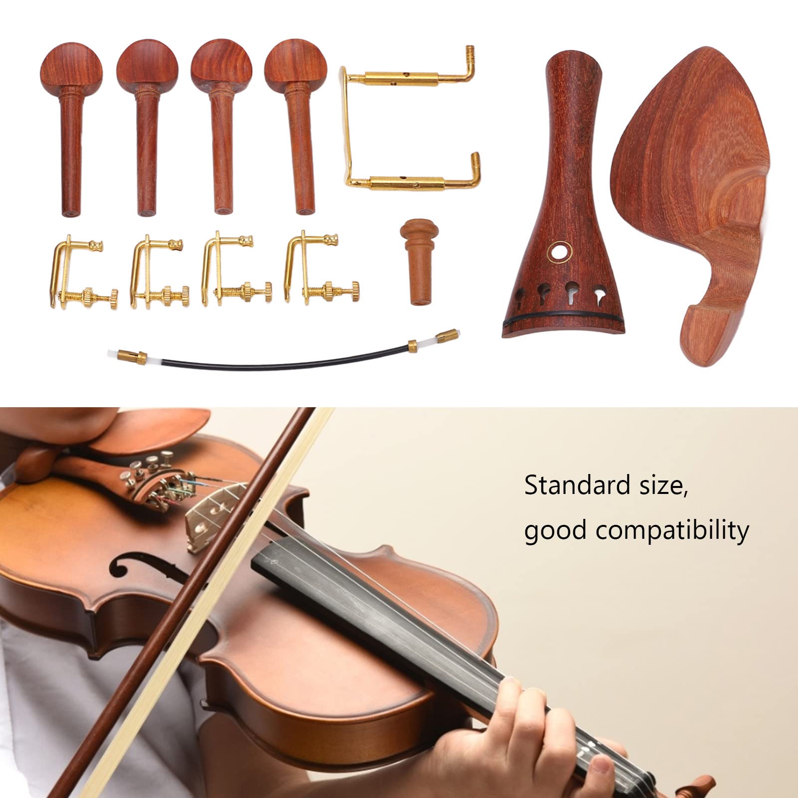 Kit Accessori Violino 4/4 Alnicov | 15 Pezzi Con Cordiera, Ponticello E Accordatori | Per Manutenzione - Foto 12