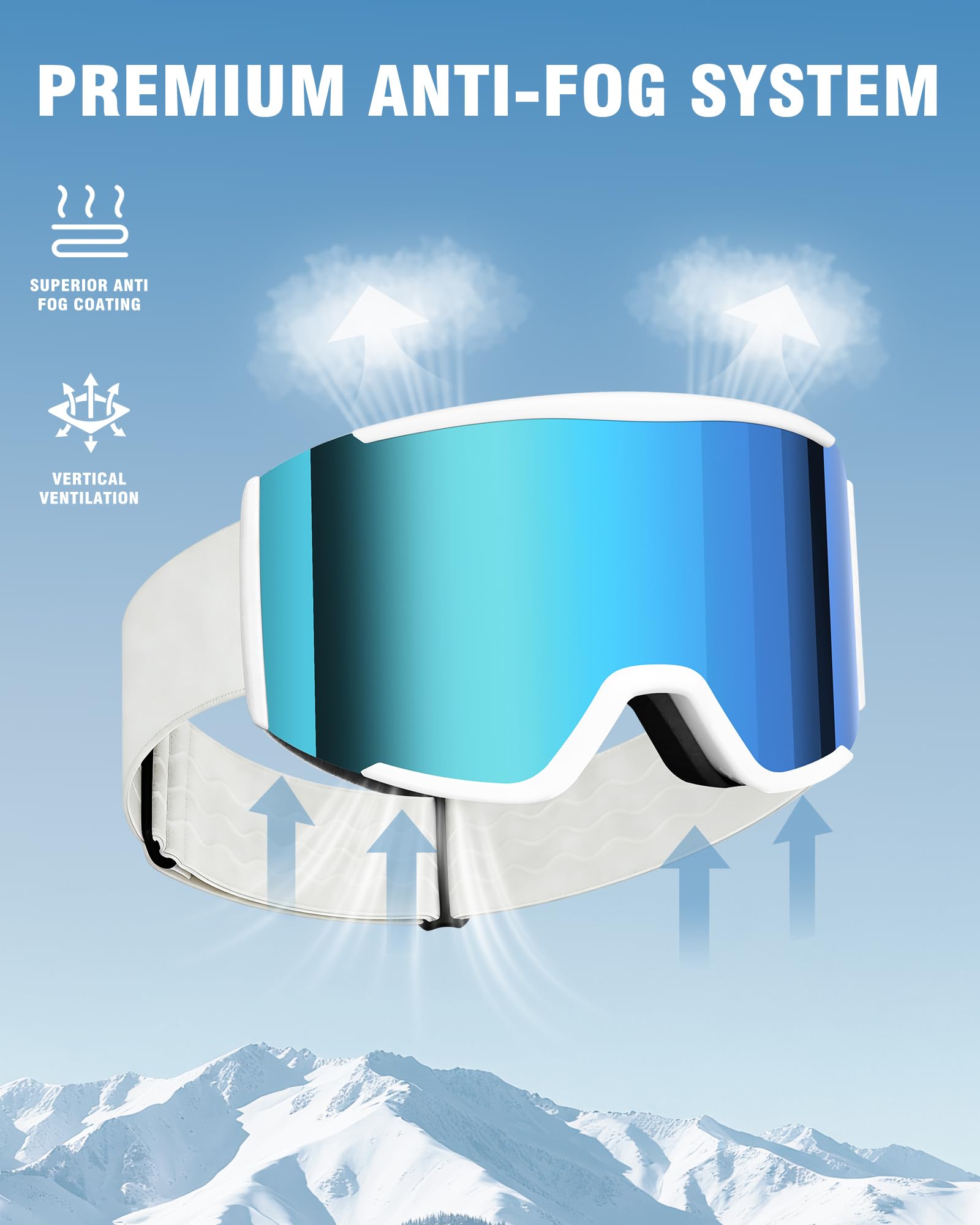 AVV OTG, occhiali da sci per uomini, donne e ragazzi, occhiali da neve e snowboard, anti appannamento, protezione UV