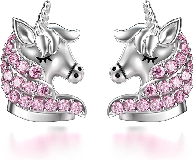 925 Sterling Silver Unicorn Stud Earrings, Unicorn Gifts for Girls Daughter Women