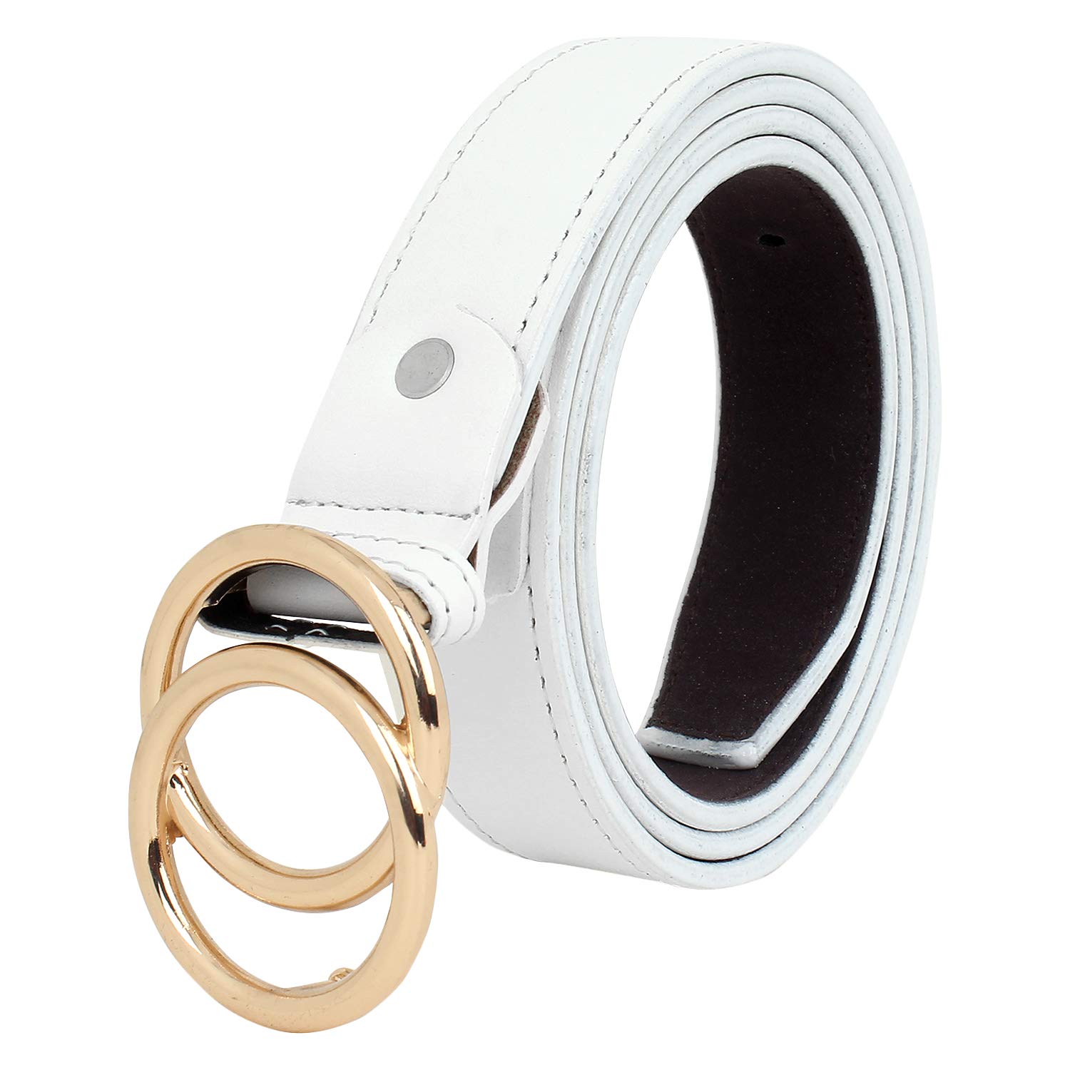 ZachariasGirl's Artificial Synthetic Leather Belt (dr-001_White) (Pack of 1)