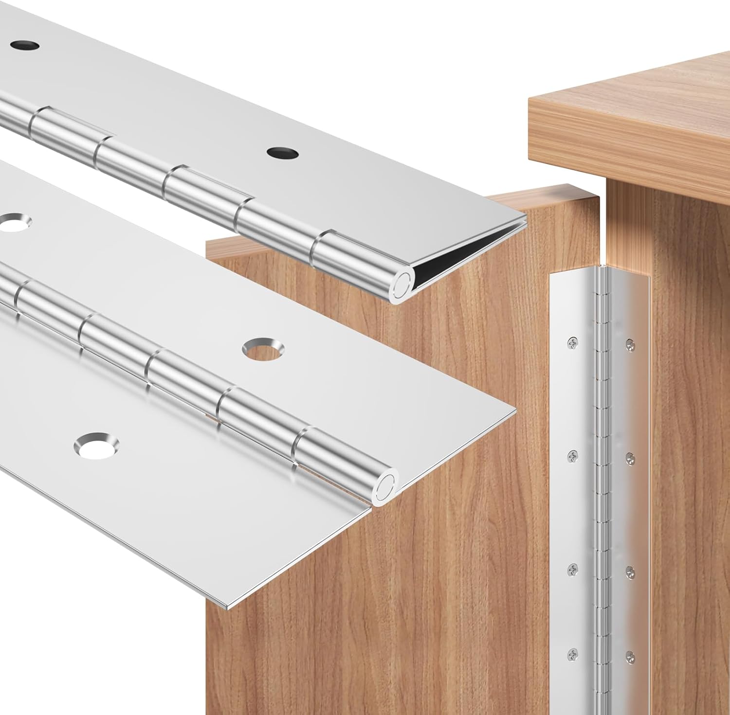 2Pack Heavy Duty Piano Hinges 24” x 2” Width, Stainless Steel Piano