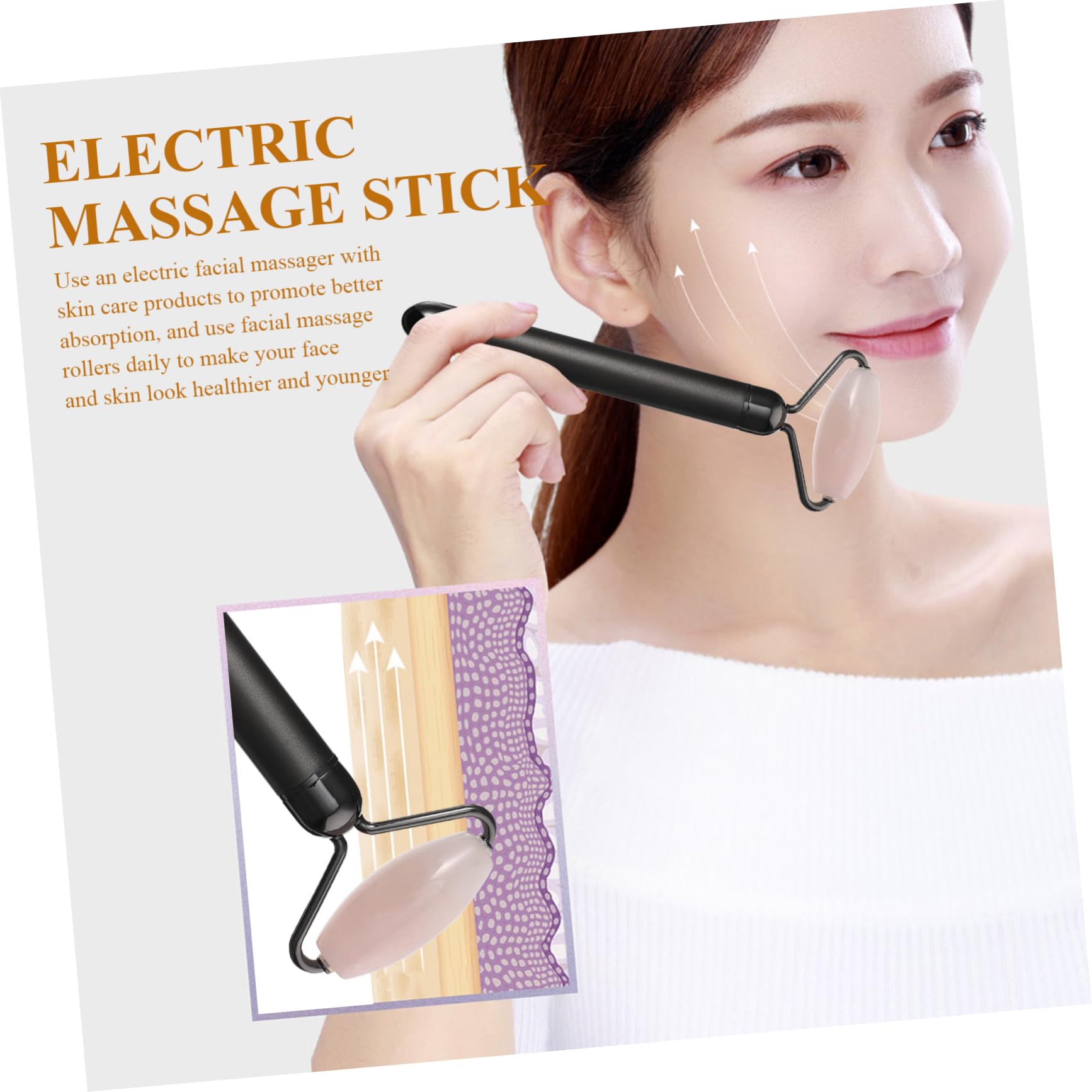 Rodillo Facial Eléctrico de Jade Negro para Rostro