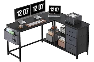 Treesland Small L Desk with Drawers: Ample Storage, Enhanced Workspace Productivity