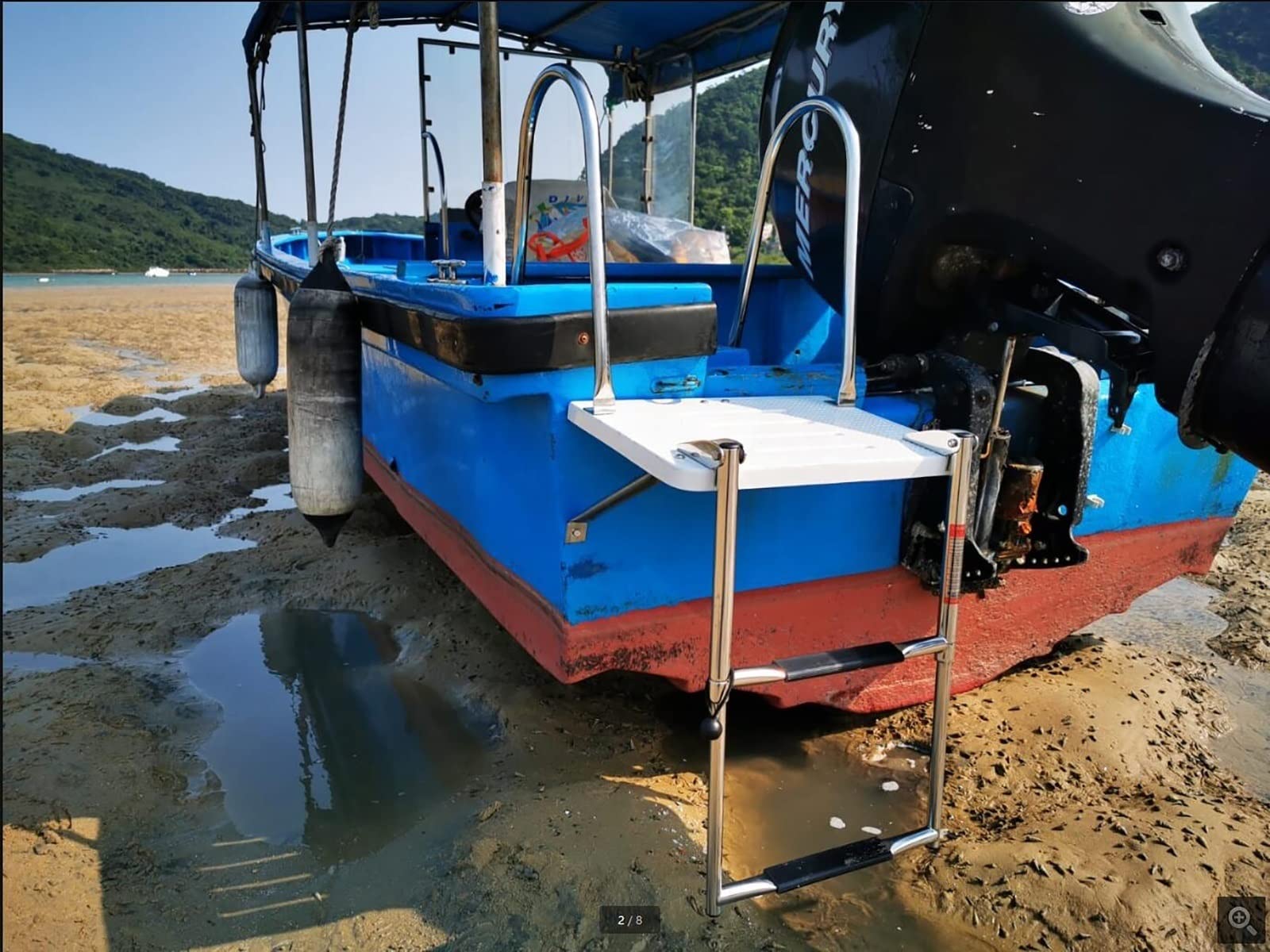 Scala per Barche A Pontone A 2 Gradini, Yacht Telescopici Pieghevoli per Pontili con Gradino Antiscivolo, Acciaio Inossidabile Marino