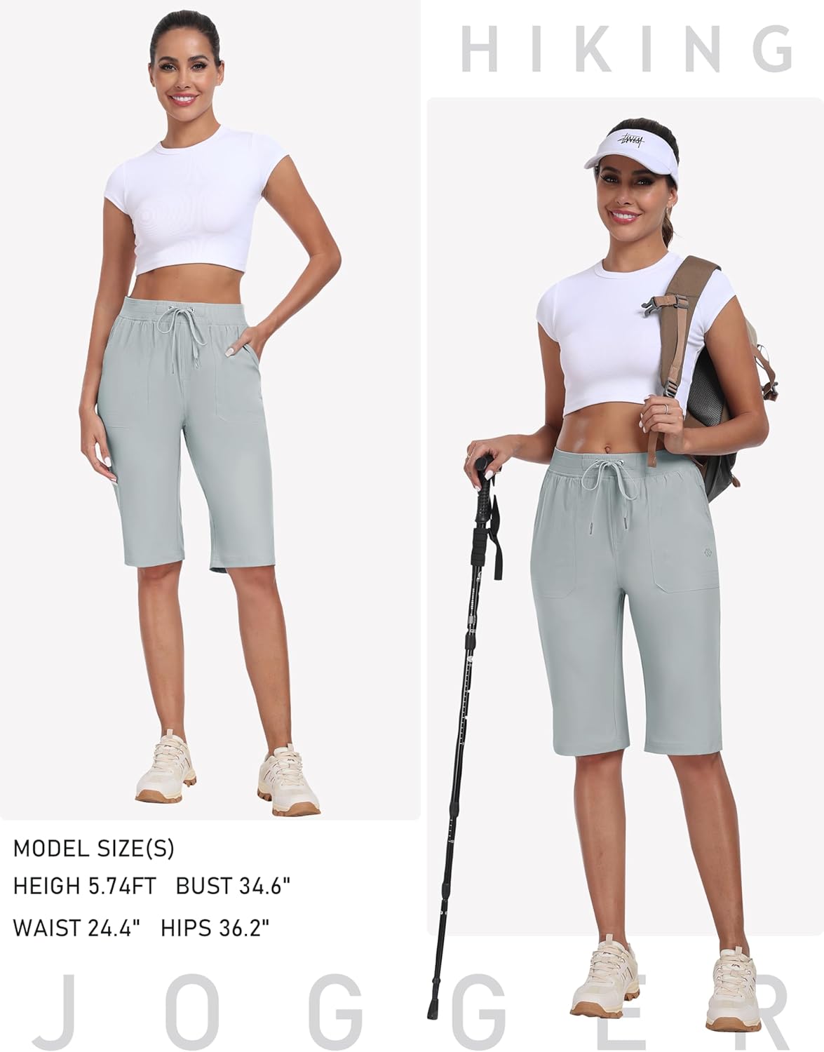 MoFiz Womens 13" Knee Length Hiking Shorts Quick Dry Water Resistant Athletic Travel Golf Bermuda Shorts with 3 Pockets - Image 7