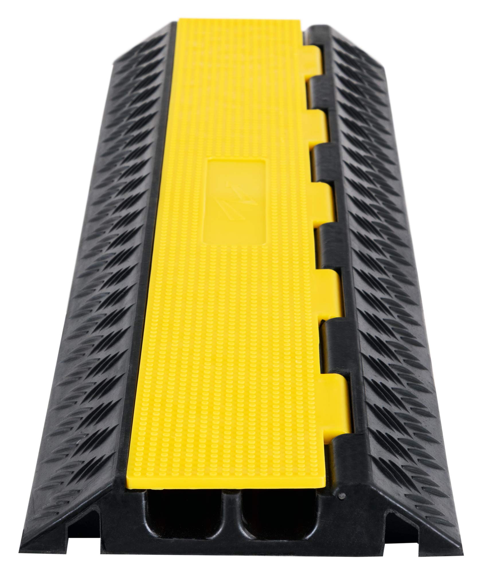 Pronomic Protector 2-100L V3 Kabelbrücke 2-Kanal mit V-Steckverbindung - 100 x 25 x 5 cm - Kabelkanal aus Kunststoff für Veranstaltungen - Kabel Überfahrschutz für Boden - Schwarz/Gelb