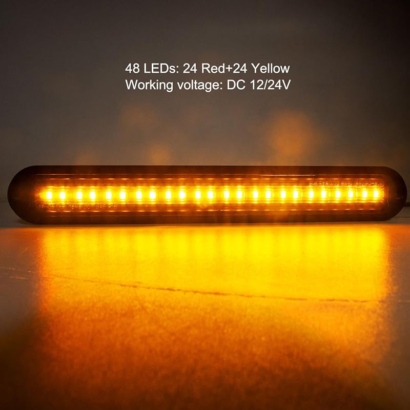 Greluma 12-24V 48 LED-es Utánfutó Féklámpa Szett - Piros-Sárga Multifunkciós Vízálló Hátsó Lámpa Autóhoz, UTV-hez