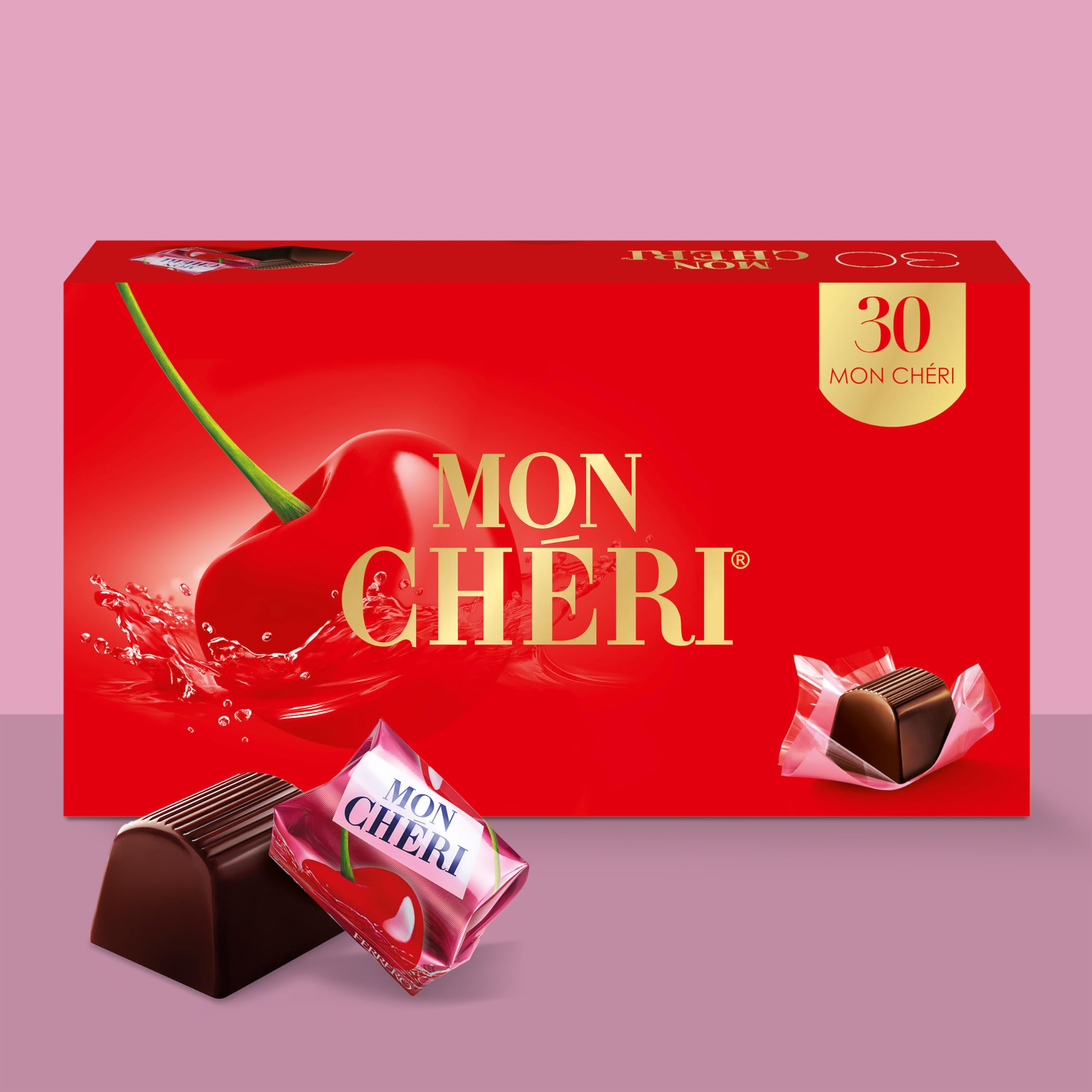 Chocolats MonChéri - 2x 315g (60 pièces) - Chocolat noir à la liqueur de cerise - Bonbon pour adultes - Pour un anniversaire, Noël ou simplement pour le plaisir de grignoter