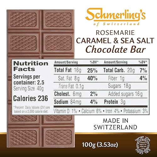 Miniatura 2 de Schmerling's Swiss Chocolate Caramel & Sea Salt - Milk Chocolate Candy Bars Made in Switzerland  Kosher For Passover OU  Parve  Gluten and GMO Free