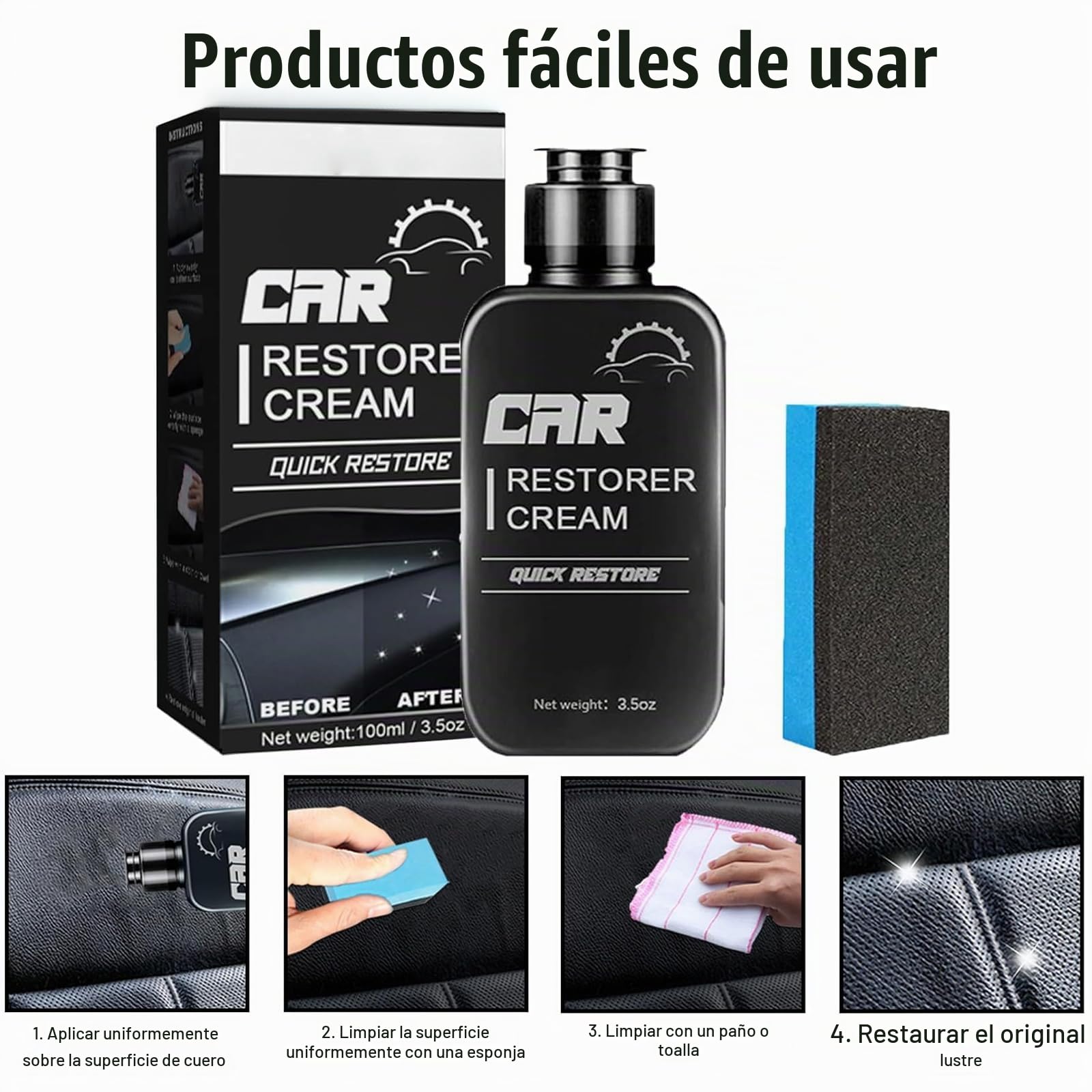 Renovador Plasticos Coche,Restaurador Plasticos Interior,Recubrimientos  Plástico Restaurados,Restaurador de Plástico,Crema Restauradora de  Coche,100ml : Amazon.es: Coche y moto