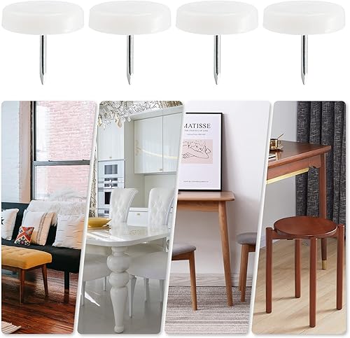 Miniatura 7 de Suiwotin 100 deslizadores de uñas de 1 pulgada (0.984 in), redondos de nailon para patas de silla, deslizadores de muebles fáciles de mover,