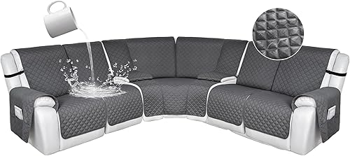 Miniatura 87 de HDCAXKJ 100% Fundas impermeables para sofá seccional reclinable en forma de L, funda de sofá reclinable acolchada lavable, fundas de esquina para