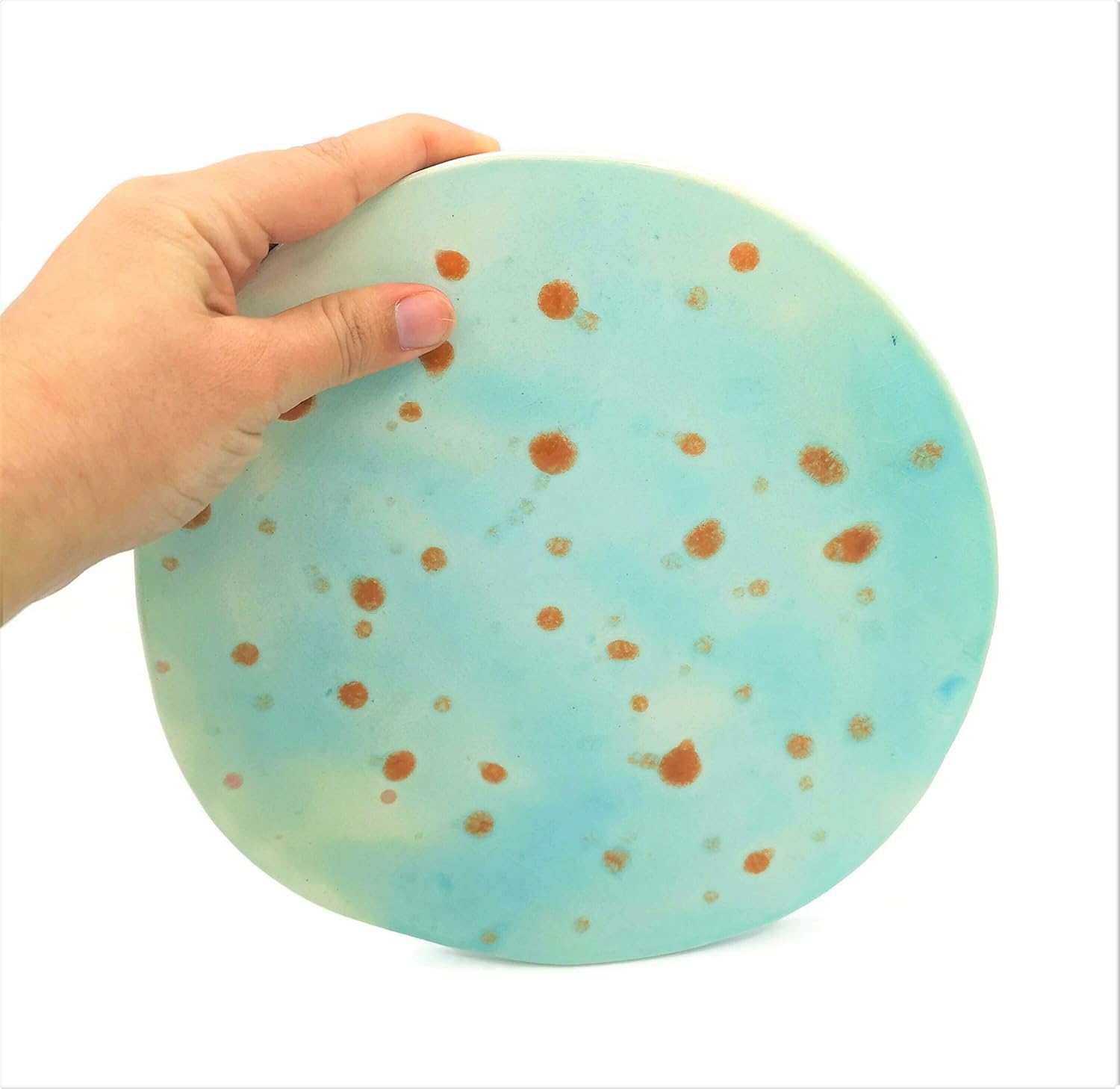 Round Ceramic Trivets for Kitchen Worktops, Handmade Blue Decorative Home Accessories Modern for Kitchen Countertop or Table