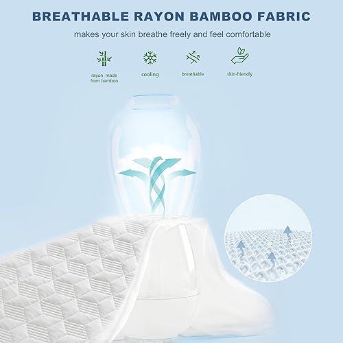 Miniatura 2 de GRT - Protector de colchón impermeable tamaño King, protector de colchón de bambú de rayón refrescante transpirable, funda de colchón suave de tela