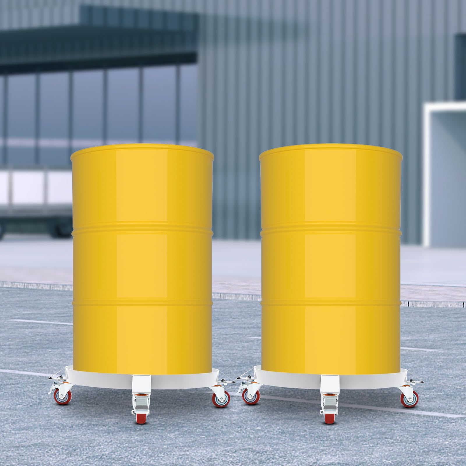 OUKANING Set di 2 carrelli da trasporto a tamburo da 544 kg, con ruote girevoli, carrelli per carichi pesanti, 544 kg, in metallo, per officina