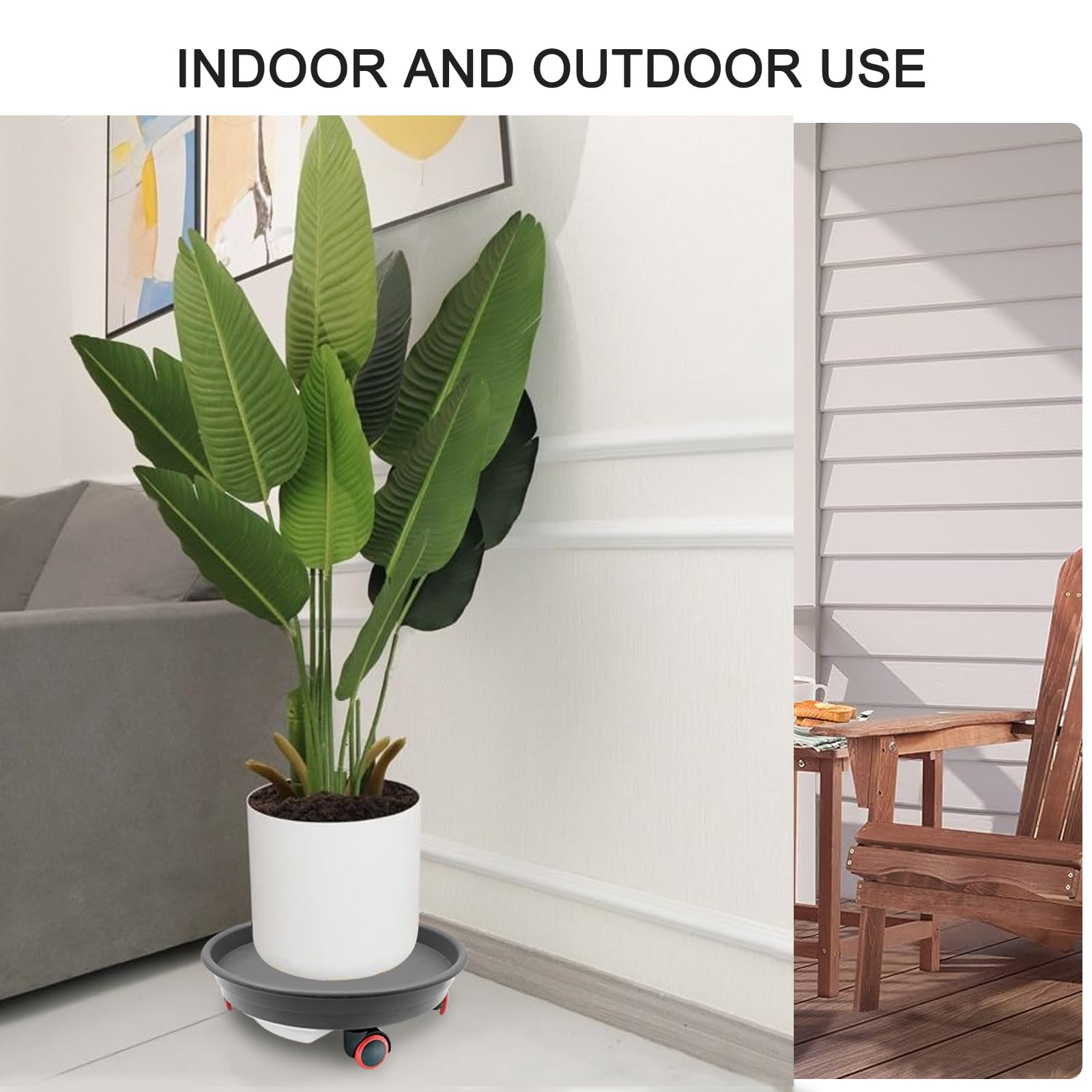 Lot de 2 bacs à plantes avec roulettes, capacité de charge de 36,3 kg, support de plantes de 30 cm, chariot robuste avec réservoir d'eau (gris foncé)
